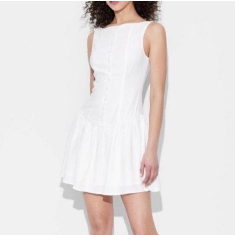 White Button-Down Sleeveless Dress